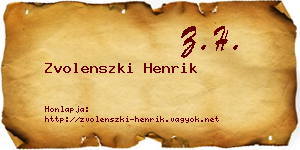 Zvolenszki Henrik névjegykártya